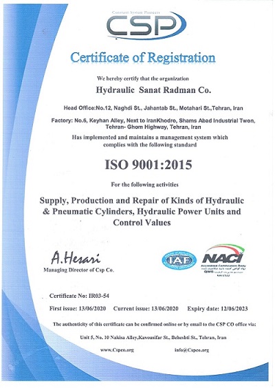 ISO-9001 هیدرولیک صنعت رادمان2